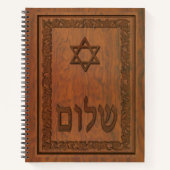 Carved Wood Shalom Notitieboek (Voorkant)