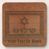 Carved Wood Shalom Onderzetter (Voorkant)