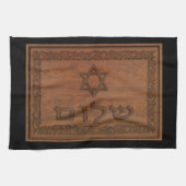 Carved Wood Shalom Theedoek (Horizontaal)