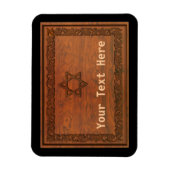 Carved Wood Star van David Magneet (Verticaal)