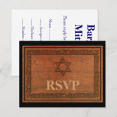 Carved Wood Star van David RSVP Kaartje (Voorkant / Achterkant)