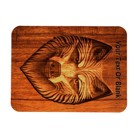 Carved Wood Wolf Magneet (Horizontaal)