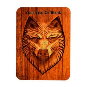 Carved Wood Wolf Magneet