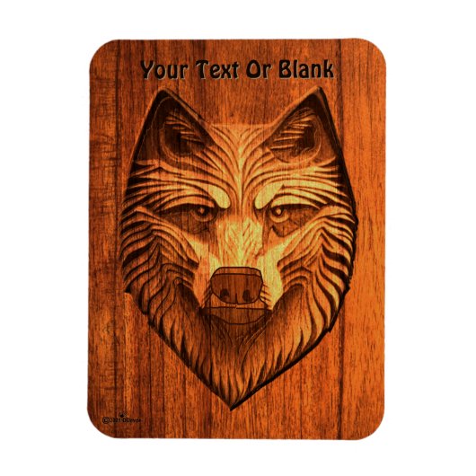 Carved Wood Wolf Magneet (Verticaal)