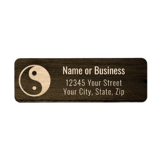 Carved Wood Yin Yang Return Address Label (Voorkant)