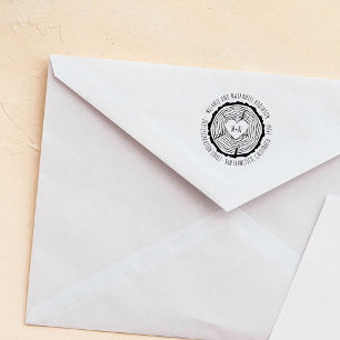 Carved Wooden Heart Rustic Wedding Return Address Zelfinktende Stempel