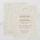 Carved Wooden Wedding Kaart (Voorkant / Achterkant)