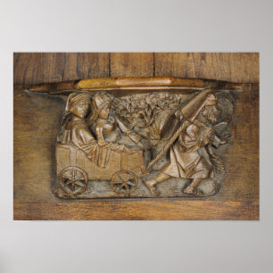 Carving die een stel in een kar afschildert en doo poster