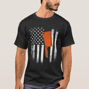 Carving Knife Cleaver Verenigde Staten Vlag Butche T-shirt