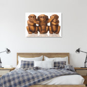 Carving of three wooden monkeys canvas afdruk (Insitu (Slaapkamer))