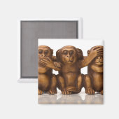 Carving of three wooden monkeys magneet (Voorkant / Achterkant)