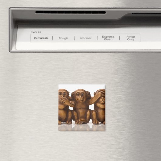 Carving of three wooden monkeys magneet (Insitu (Vaatwasser))