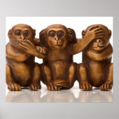 Carving of three wooden monkeys poster (Voorkant)
