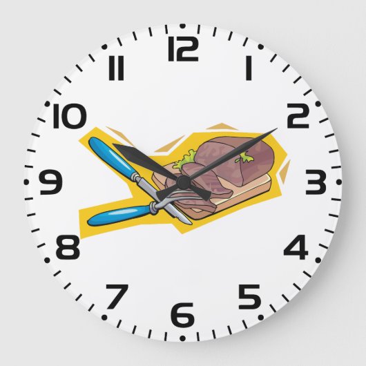 Carving Roast Beef with Fork and Knife Grote Klok (Voorkant)