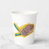 Carving Roast Beef with Fork and Knife Papieren Bekers (Voorkant)