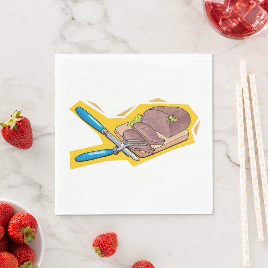 Carving Roast Beef with Fork and Knife Servet (Insitu)