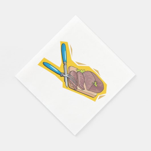 Carving Roast Beef with Fork and Knife Servet (Hoek)