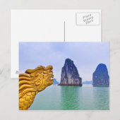 Carving van Dragon, op boog van boot, met Briefkaart (Voorkant / Achterkant)