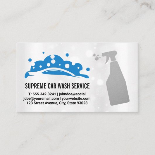Carwash Bubbles Logo | Spuitfles Visitekaartje (Voorkant)