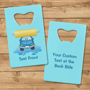 Carwash cartoon creditcard flesopener creditkaart flessenopener