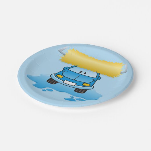 Carwash cartoon papieren bordje (Gekanteld)