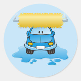 Carwash cartoon ronde sticker