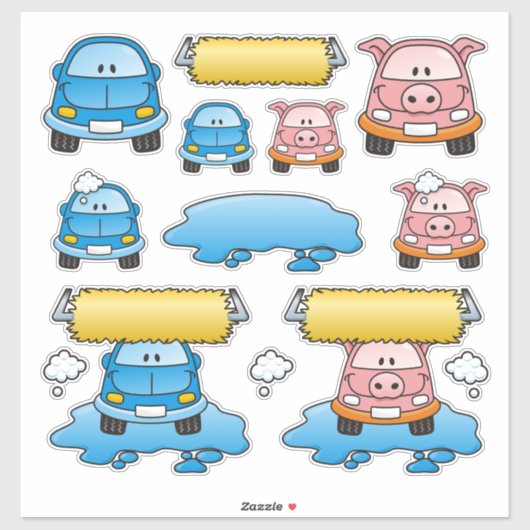 Carwash Cartoon Sticker (Vel)