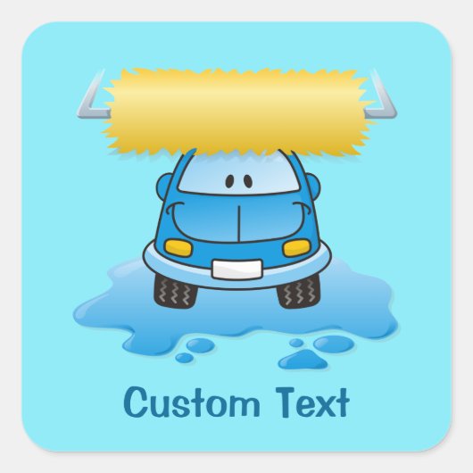 Carwash cartoon vierkant sticker (Voorkant)