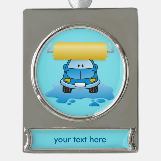 Carwash cartoon zilver geplateerd ornament banner verzilverd banner ornament (Voorkant)