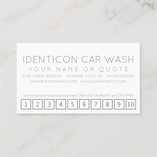 CARWASH customer loyalty punch card (Achterkant)