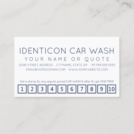 CARWASH customer loyalty punch card (Achterkant)