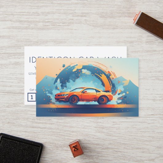 CARWASH customer loyalty punch card (Voorkant / Achterkant in situ)