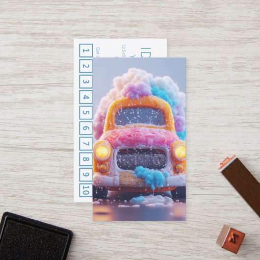 CARWASH customer loyalty punch card (Voorkant / Achterkant in situ)