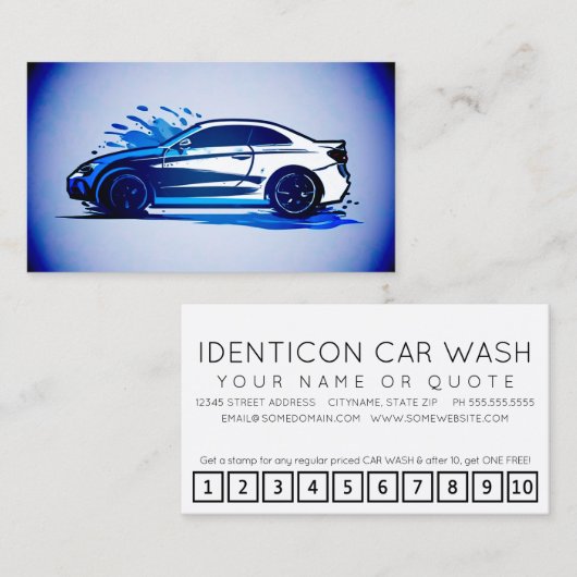 CARWASH customer loyalty punch card (Voorkant / Achterkant)