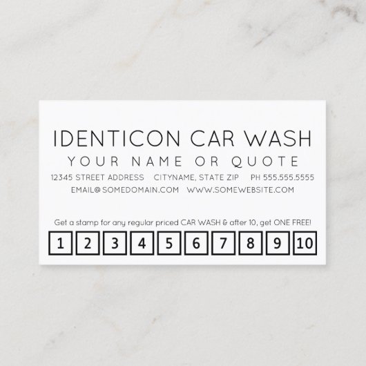 CARWASH customer loyalty punch card (Achterkant)