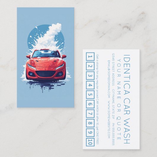 CARWASH customer loyalty punch card (Voorkant / Achterkant)