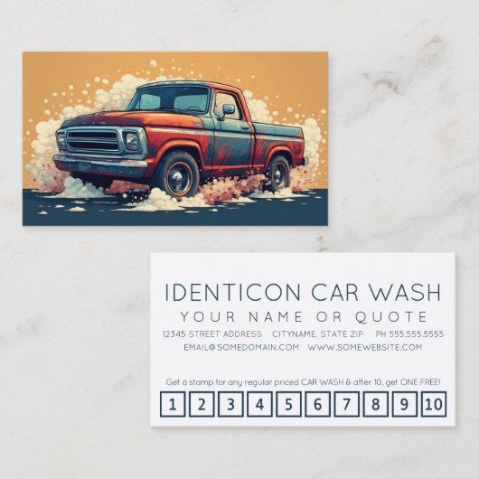 CARWASH customer loyalty punch card (Voorkant / Achterkant)