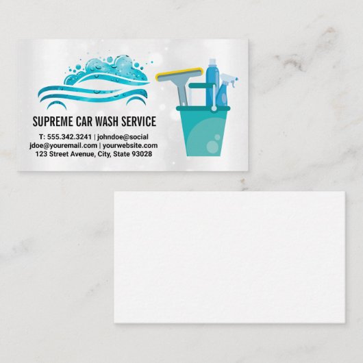 Carwash Logo | Watervallen | Schoonmaakmiddelen Visitekaartje (Voorkant / Achterkant)