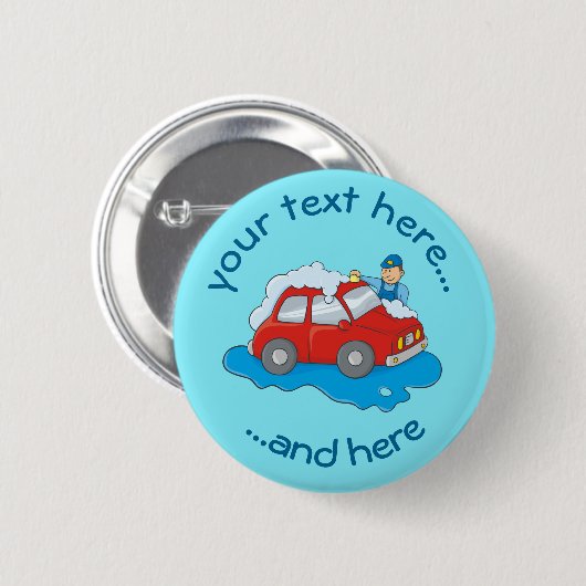 Carwash Man Pinback Knop Ronde Button 5,7 Cm (Voorkant /achterkant)