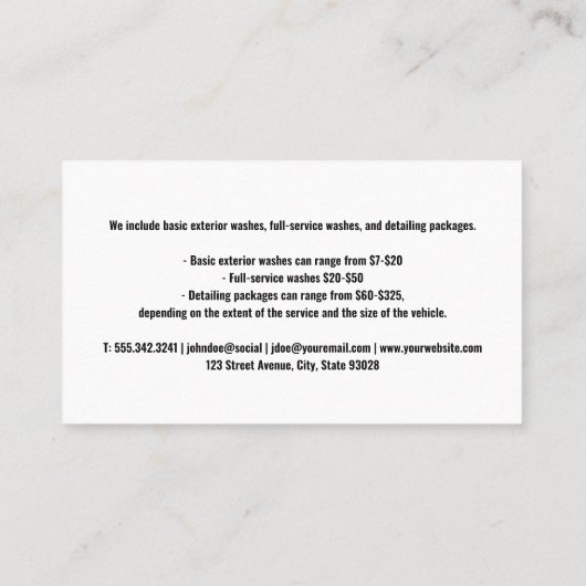 Carwash Mobile Detailing | Soap Bubbles Visitekaartje (Achterkant)