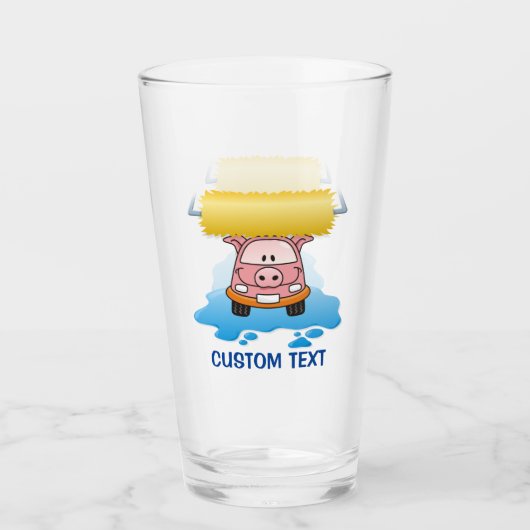 Carwash Pig Cartoon Glas (Voorkant)