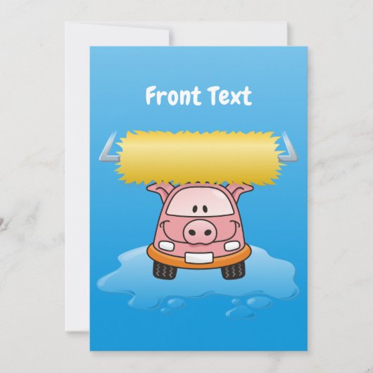Carwash Pig Cartoon Kaart (Voorkant)