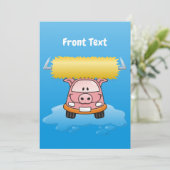 Carwash Pig Cartoon Kaart (Staand voorkant)