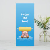 Carwash Pig Cartoon Kaart (Staand voorkant)