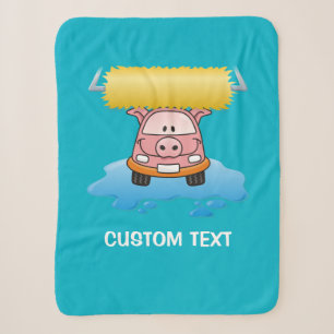 Carwash Pig Cartoon Sherpa Deken