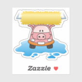 Carwash Pig Cartoon Sticker (Vel)