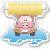 Carwash Pig Cartoon Sticker (Voorkant)