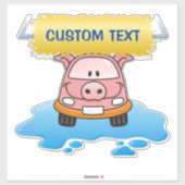 Carwash Pig Cartoon Sticker (Vel)