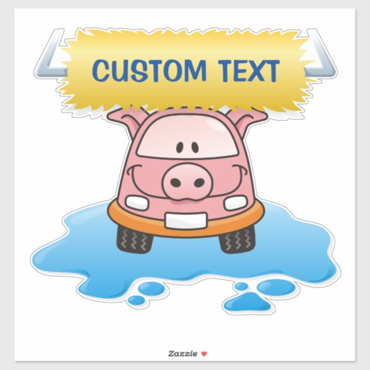 Carwash Pig Cartoon Sticker (Vel)