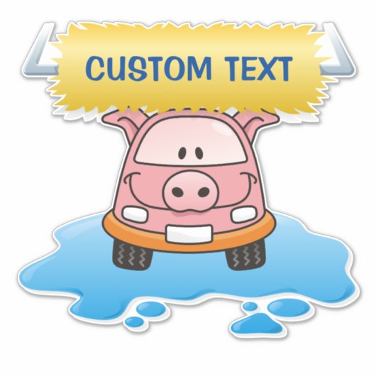 Carwash Pig Cartoon Sticker (Voorkant)